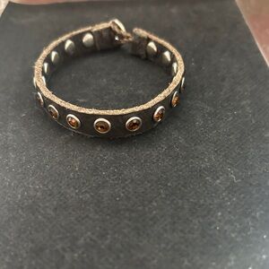 Banana Republic Brown Leather Bracelet with Gold Accents